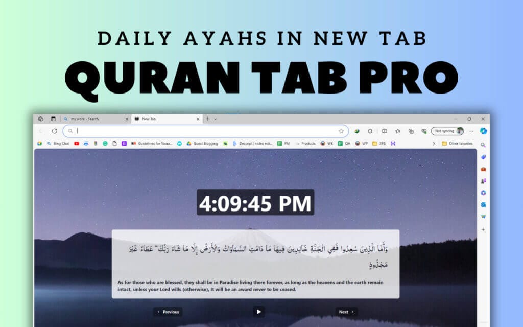 Quran Tab Pro: Daily Ayahs in New Tab