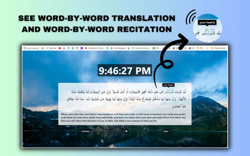 Word by word translation and word by word pronunciation - Quran Tab Pro