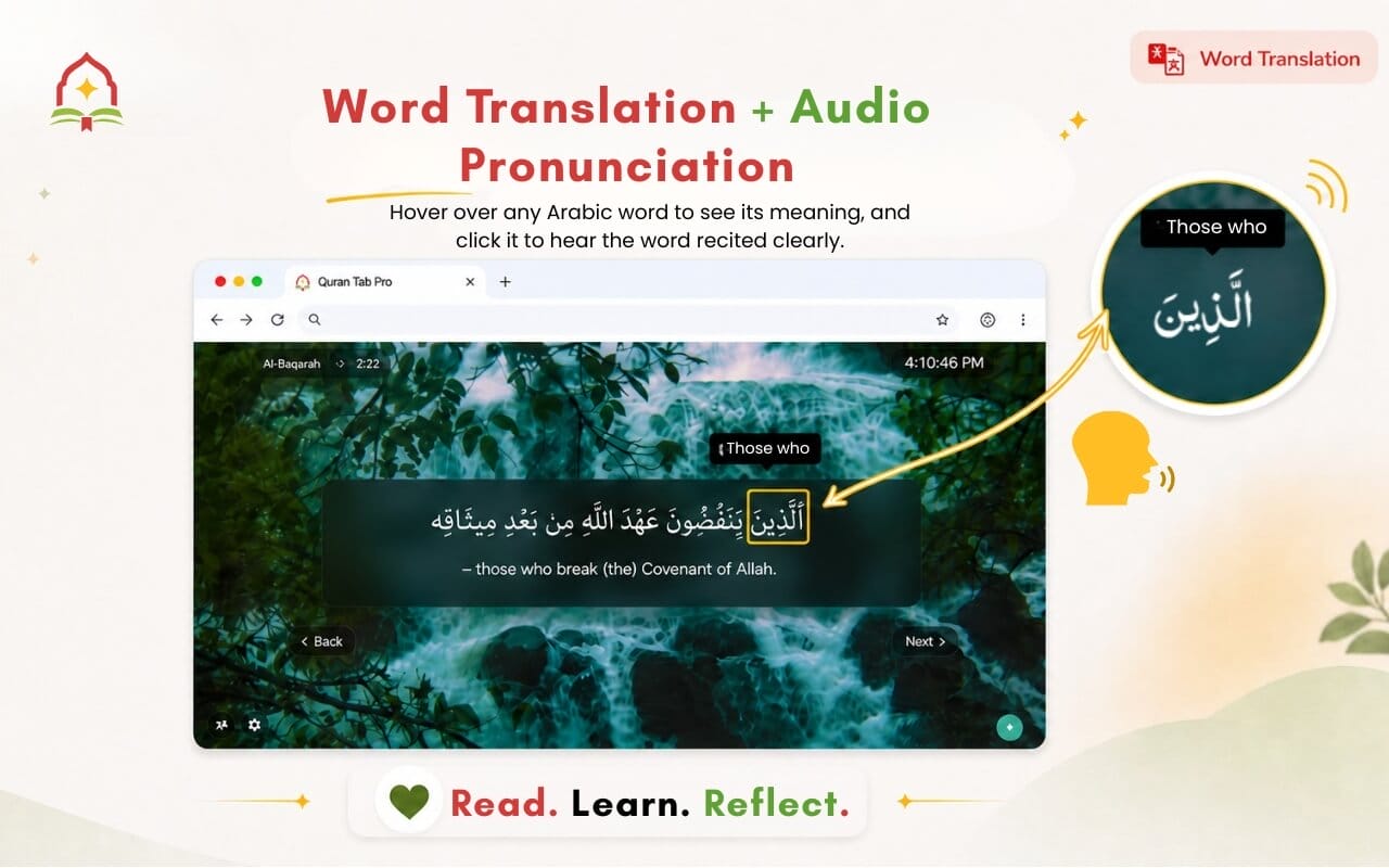 Quran Tab Pro: Daily Ayahs in New Tab